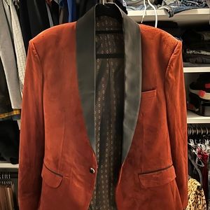 Burnt Orange Velvet Suit Jacket - Slim Fit